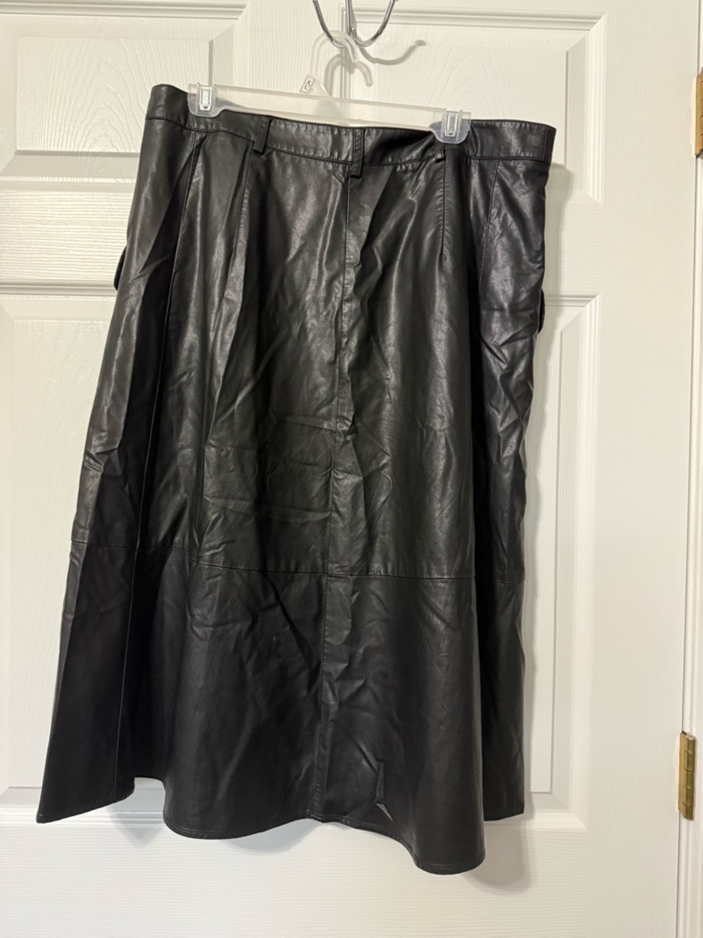 Banana Republic Faux Leather A Line Midi Skirt Black- Sz 14 - Picture 5 of 7